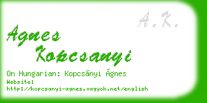 agnes kopcsanyi business card