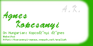 agnes kopcsanyi business card